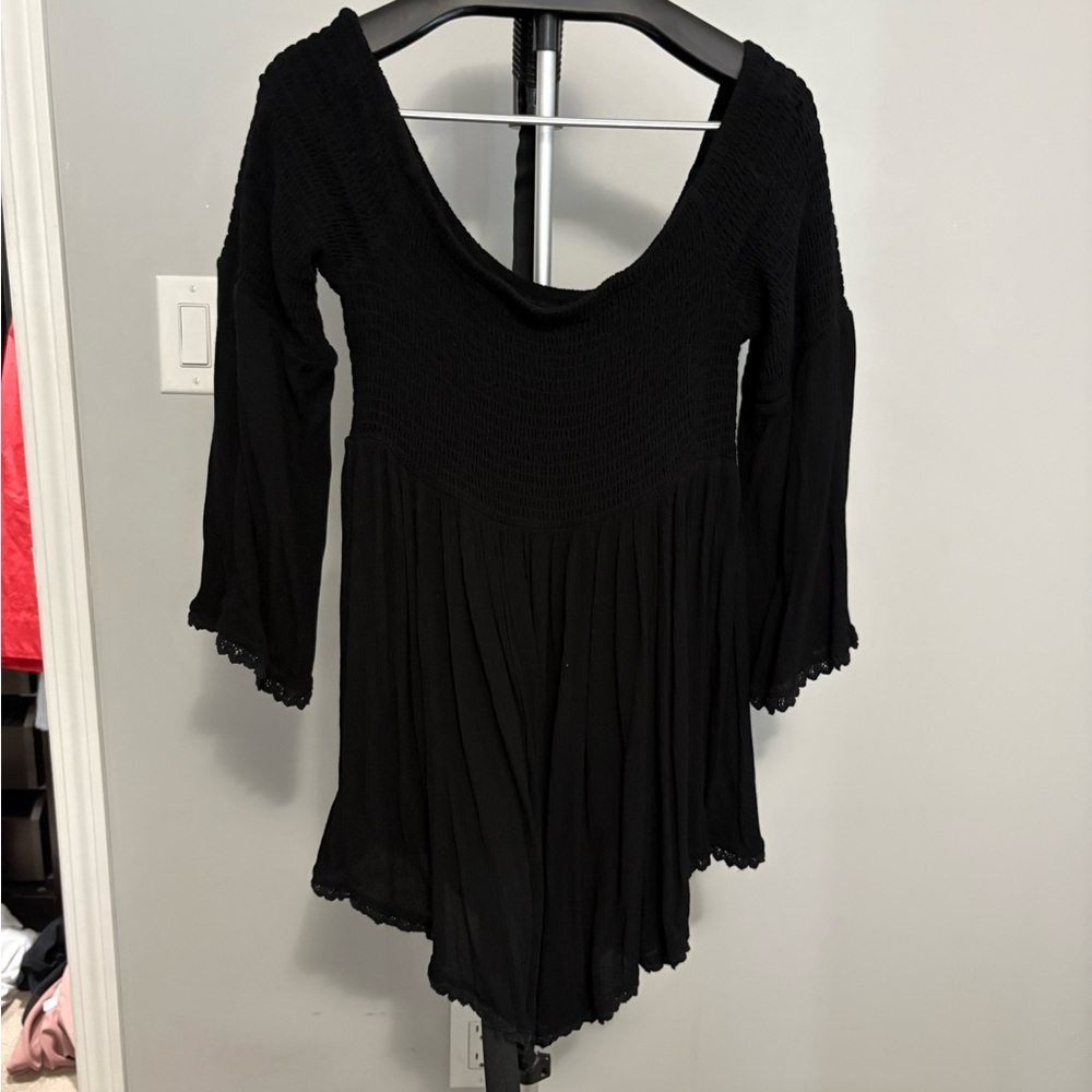 Torrid Black Asymmetrical Bell Sleeve Blouse